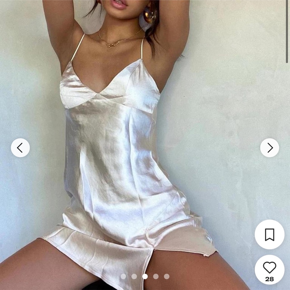 Princess Polly Stargazing Mini Dress Champagne, slip dress cream